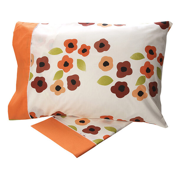 Σετ Σεντόνια Cotton Feelings εμπριμέ 529 Orange Μονό (160×260) shopinhome shopinhome