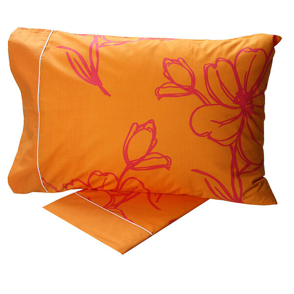 Σετ Σεντόνια Cotton Feelings εμπριμέ 537 Orange Μονό (160×260) shopinhome shopinhome