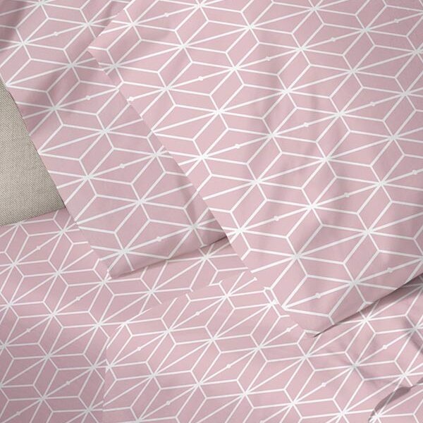 Σετ Σεντόνια Menta Εμπριμέ 520 Pink Διπλό (200×250) shopinhome shopinhome