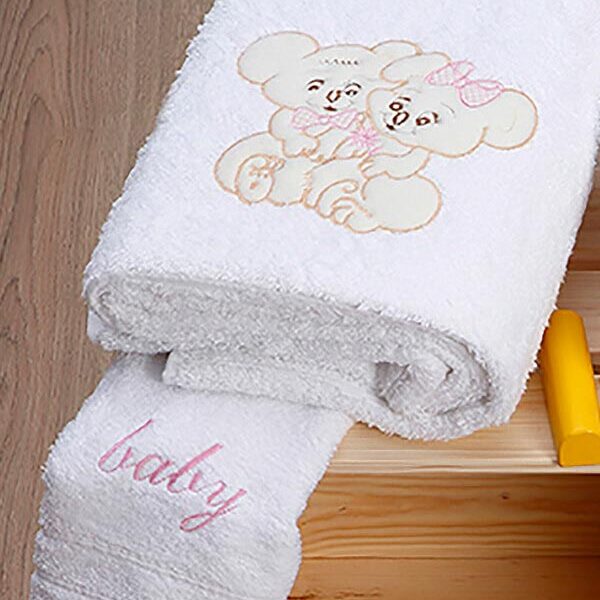 Σετ πετσέτες κεντητές Couple 06 White/Pink shopinhome shopinhome
