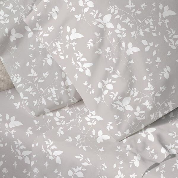 Σετ Σεντόνια Menta Εμπριμέ 040 Grey Υπέρδιπλο (235×250) shopinhome shopinhome