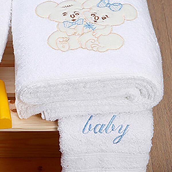 Σετ πετσέτες κεντητές Couple 06 White/Blue shopinhome shopinhome