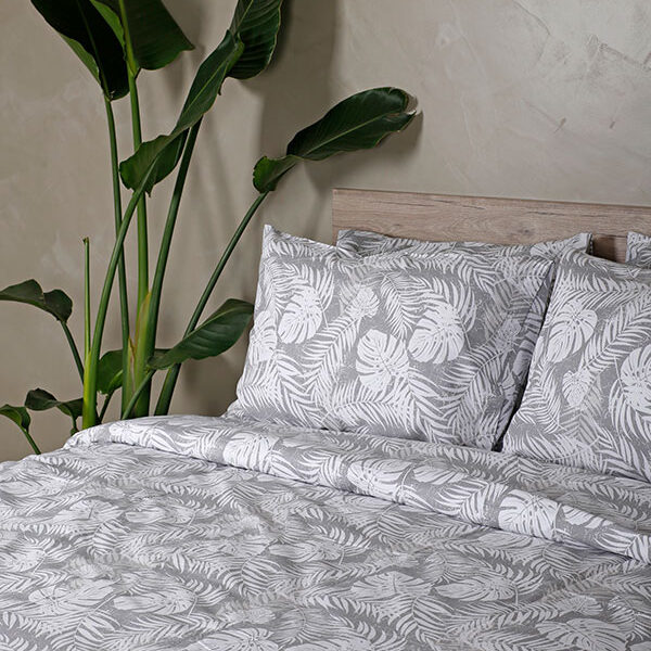 Σετ Σεντόνια Cotton Feelings 2038 Grey Διπλό με λάστιχο (150×205+30) shopinhome shopinhome