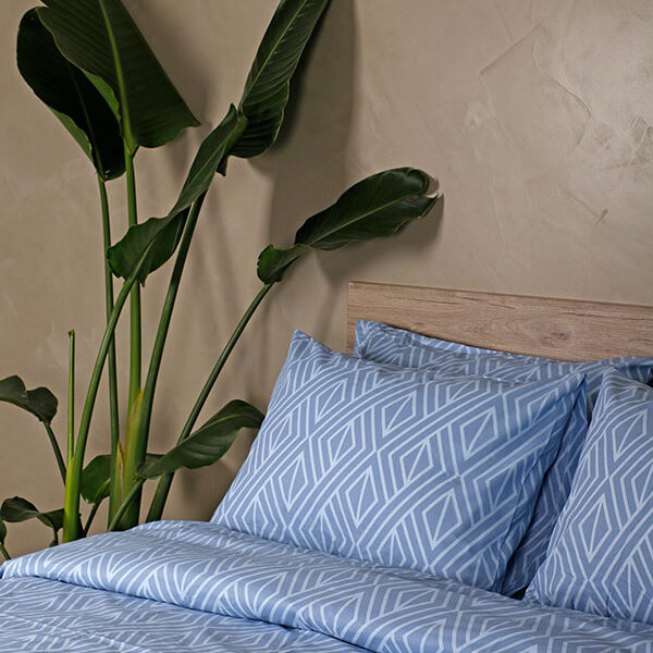 Σετ Σεντόνια Cotton Feelings 2042 Blue Υπέρδιπλο με λάστιχο (170×205+30) shopinhome shopinhome