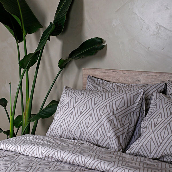 Σετ Σεντόνια Cotton Feelings 2042 Grey Υπέρδιπλο με λάστιχο (170×205+30) shopinhome shopinhome