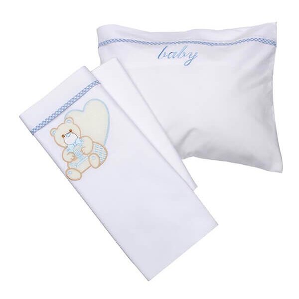 Σεντόνια κεντητά κούνιας Heart 10 Blue Κούνιας shopinhome shopinhome