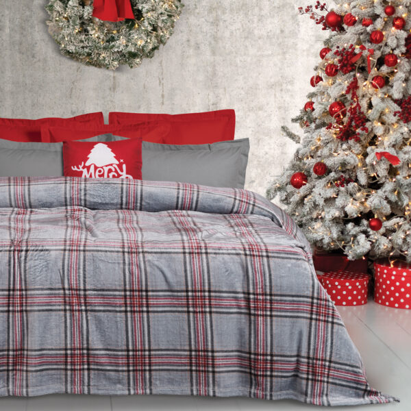 DAS HOME ΚΟΥΒΕΡΤΑ FLEECE 160Χ220 1362 GREY, RED shopinhome shopinhome
