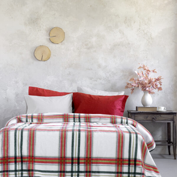 Nima Home Κουβέρτα Βελουτέ Μονή 160×220 – Joy Εκρού, Κόκκινο Κουβέρτες Χειμερινές shopinhome