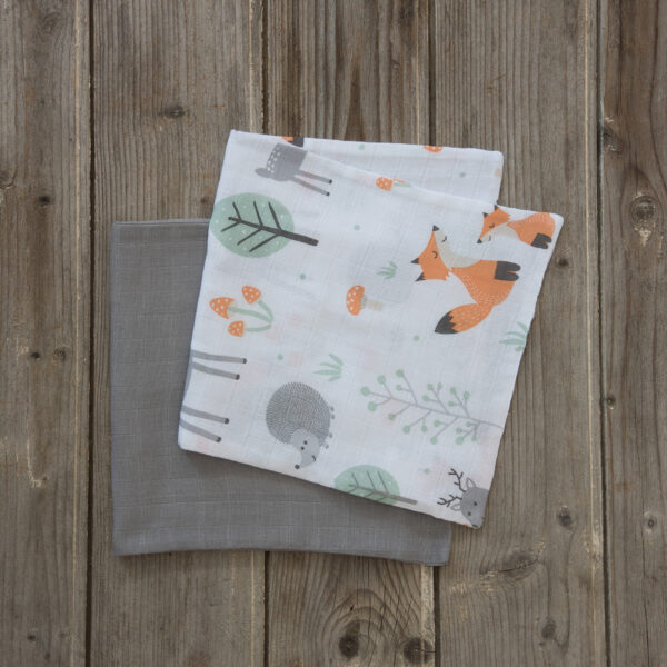 Nima Bebe Σετ Πανάκια ώμου (2 x 25×50) – Woody Γκρι, Λευκό, Μέντα shopinhome shopinhome