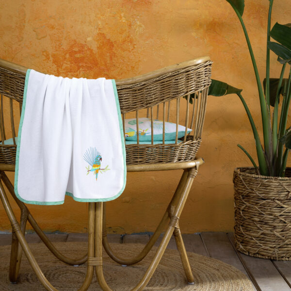 NIMA Bebe Κουβέρτα Πικέ 80×110 – Macaw Λευκό shopinhome shopinhome