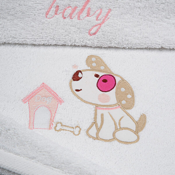 Σετ πετσέτες κεντητές Dog 07 White/Pink shopinhome shopinhome