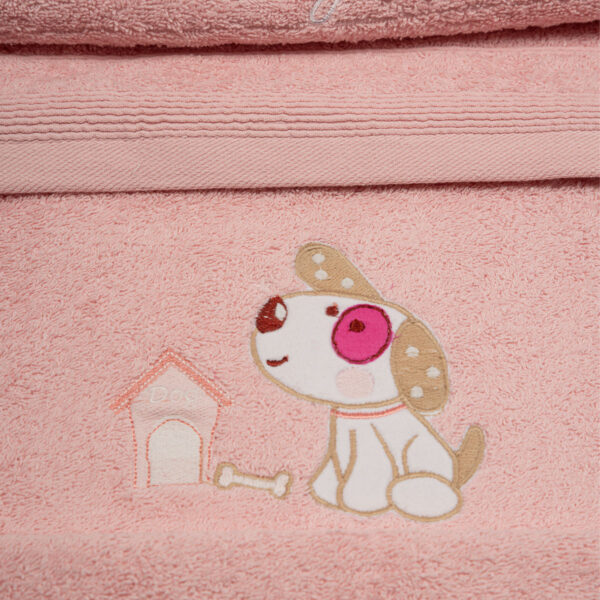 Σετ πετσέτες κεντητές Dog 07 Pink/Pink shopinhome shopinhome