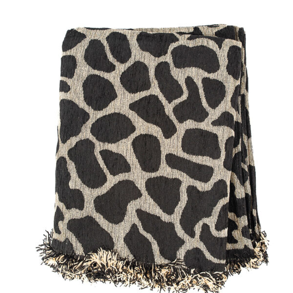 Ριχτάρι Σενίλ Ζακάρ Cow Black Τετραθέσιο shopinhome shopinhome