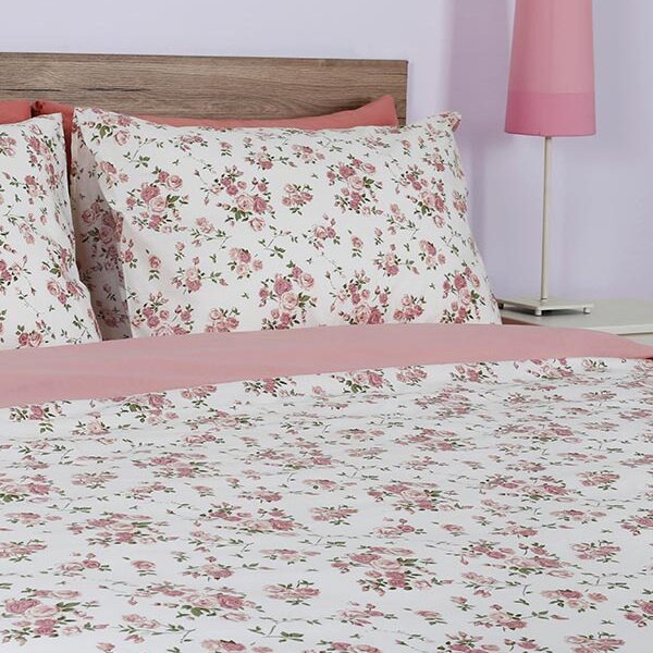 Σετ Σεντόνια Cotton Feelings 929 Pink Υπέρδιπλο με λάστιχο (170×205+30) shopinhome shopinhome
