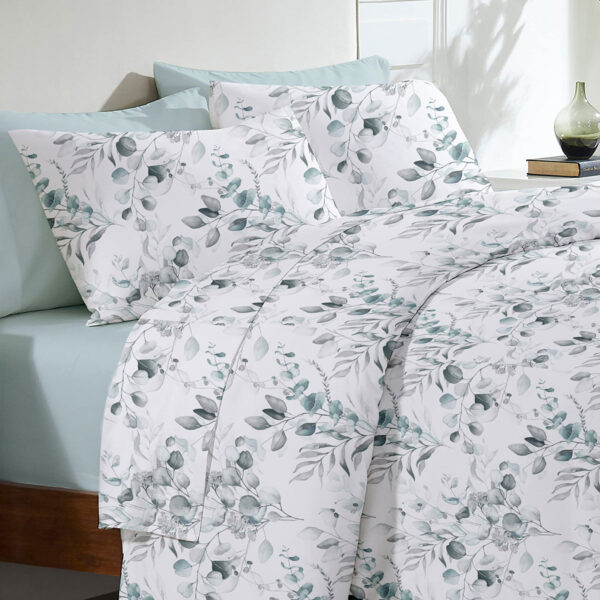 Σετ Σεντόνια Menta Εμπριμέ 560 Grey Υπέρδιπλο (235×250) shopinhome shopinhome