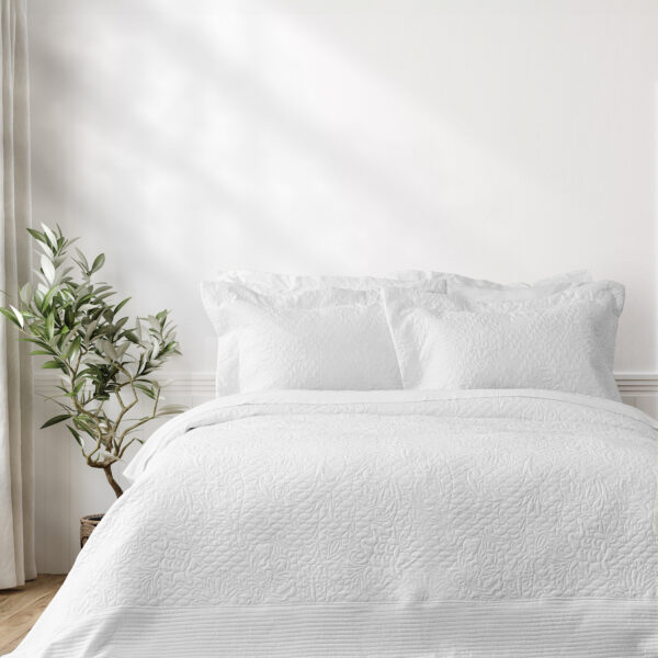Nima Home Σετ Κουβερλί 240×260 – Always White Λευκό   (1 x 240×260 + 2  Oxford 52×72+8) shopinhome shopinhome