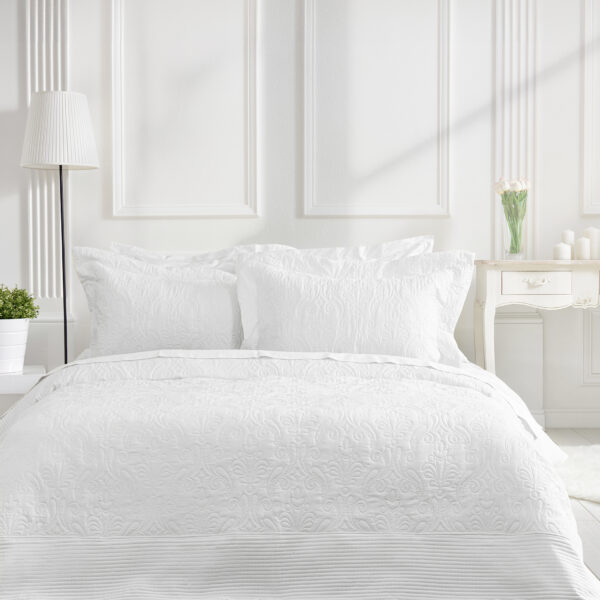 Nima Home Σετ Κουβερλί 240×260 – Harmony White Λευκό   (1 x 240×260 + 2  Oxford 52×72+8) shopinhome shopinhome