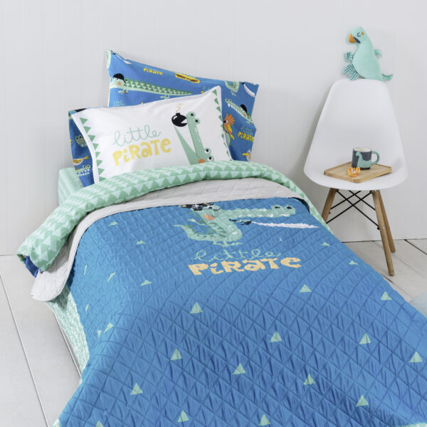 Nima Kids Κουβερλί Μονό 160×220 – Little Pirate Γαλάζιο, Πράσινο   160×220 shopinhome shopinhome