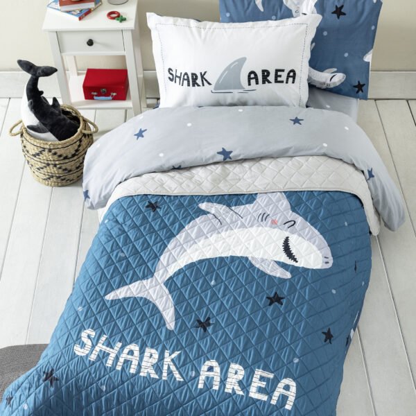 Nima Kids Κουβερλί Μονό 160×220 – Shark Area Μπλε   160×220 shopinhome shopinhome