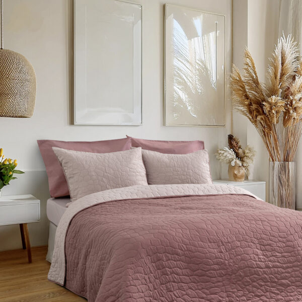 Nima Home Κουβερλί Υπέρδιπλο 220×240 – Nala Wild Dusty Pink / Apple Ροζ, Σάπιο Μήλο   220×240 shopinhome shopinhome