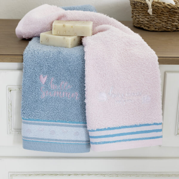Nima Home Σετ Πετσέτες (2 x 30×50) – Sunny Summer Μπλε, Ροζ shopinhome shopinhome