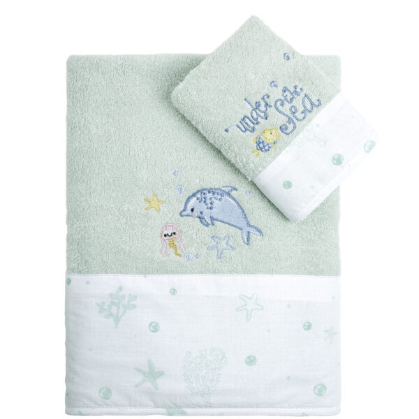 Nima Bebe Σετ Πετσέτες (30×50 + 70×140) – Sea Love Τυρκουάζ shopinhome shopinhome