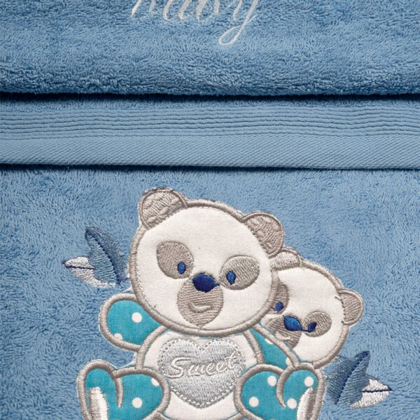Σετ πετσέτες κεντητές Panda 02 Blue/Blue shopinhome shopinhome