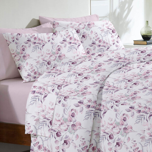 Σετ Σεντόνια Menta Εμπριμέ 560 Lila Μονο (160×250) shopinhome shopinhome