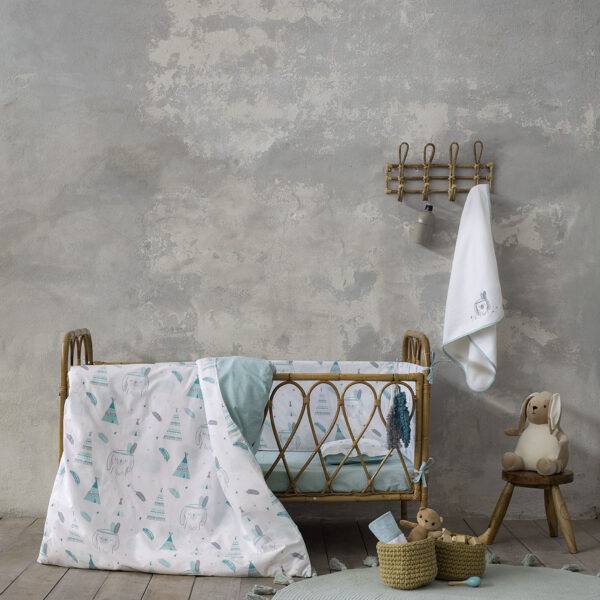 Nima Bebe Κουβερλί Κούνιας – Little Indian Μπλε, Γκρι   100×140 shopinhome shopinhome