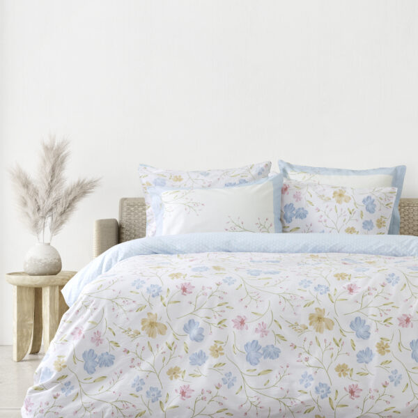 Nima Home Σετ Σεντόνια Υπέρδιπλα – Belleza Λευκό, Γαλάζιο, Ροζ   (2 x 240×260 + 2  52×72) shopinhome shopinhome