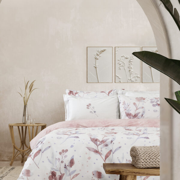 Nima Home Σετ Σεντόνια Υπέρδιπλα – Caprice Λευκό, Ροζ   (2 x 240×260 + 2  52×72) shopinhome shopinhome