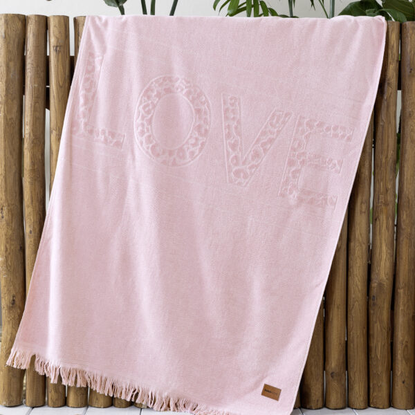 Nima Home Πετσέτα Θαλάσσης 90×160 – Salty Love Jacquard Ροζ shopinhome shopinhome