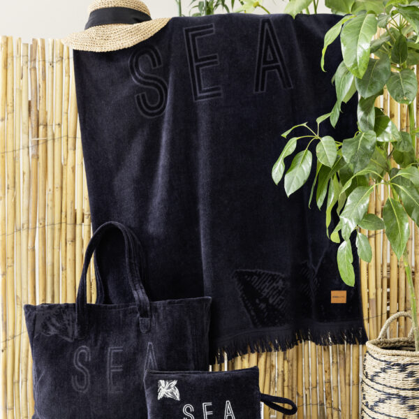 Nima Home Πετσέτα Θαλάσσης 90×160 – Sea Serene Jacquard Μαύρο shopinhome shopinhome