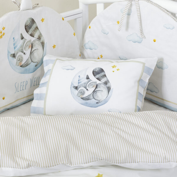 Nima Bebe Πάντα – Sleepy Racoon Λευκό, Γαλάζιο shopinhome shopinhome