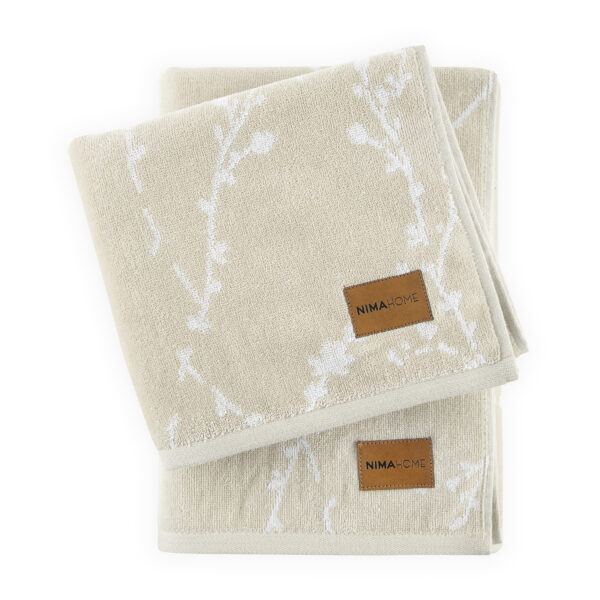 Nima Home Σετ Πετσέτες (50×90 + 70×140) – Semeli Μπεζ, Άσπρο shopinhome shopinhome