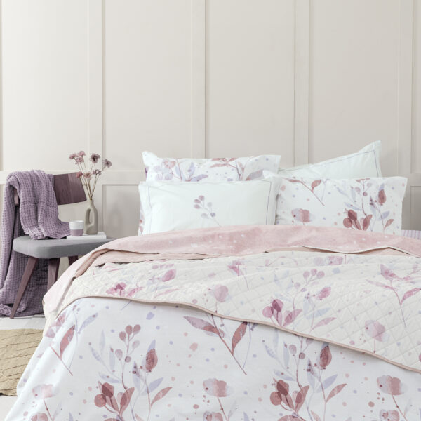 Nima Home Κουβερλί 220×240 – Caprice Λευκό, Ροζ   220×240 shopinhome shopinhome