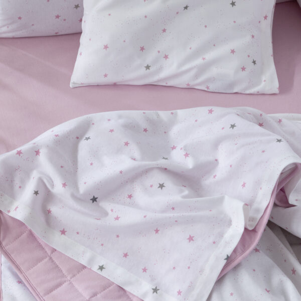 Nima Bebe Σετ Σεντόνια Κούνιας Nene – Pink Ροζ, Λευκο   (2 x 120×170   30×40) shopinhome shopinhome