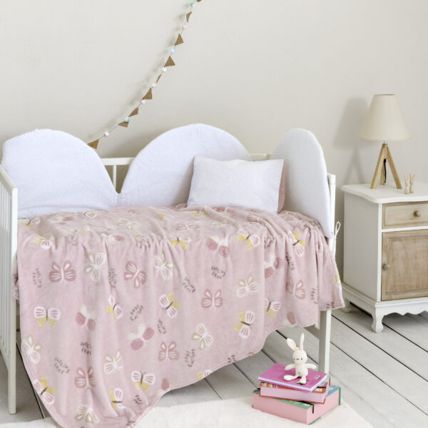 Nima Bebe Κουβέρτα Κούνιας 110×150 – Papillon Ροζ shopinhome shopinhome