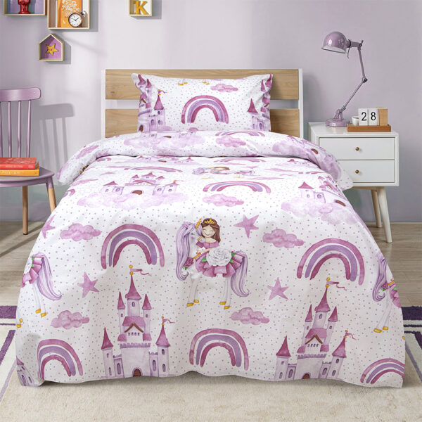 LINO Παιδικά Σετ Σεντόνια (170×260) Dreamy Castleland Λευκό Lino shopinhome