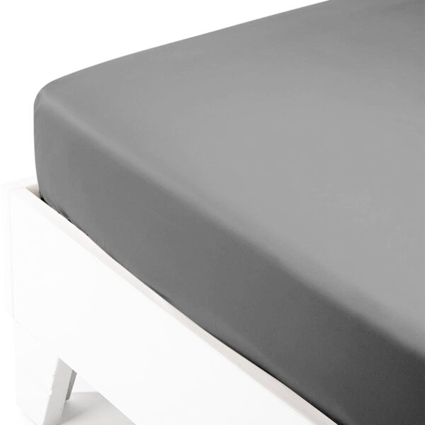 Κατωσέντονο Satin με λάστιχο Dark Grey Υπέρδιπλο (180×200+40) shopinhome shopinhome