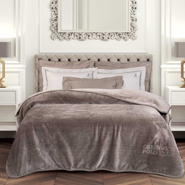 GREENWICH POLO CLUB ΚΟΥΒΕΡΤΑ VELOUR ΜΟΝΗ ESSENTIAL 3497 TAUPE shopinhome shopinhome