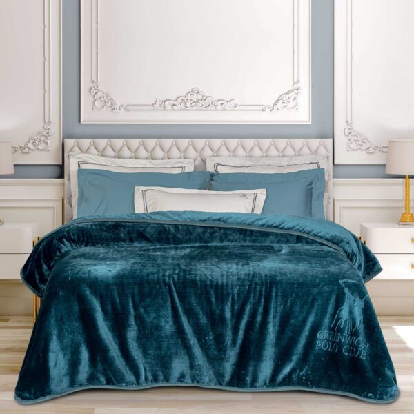 GREENWICH POLO CLUB ΚΟΥΒΕΡΤΑ VELOUR ΜΟΝΗ ESSENTIAL 3498 DARK AQUAMARINE shopinhome shopinhome