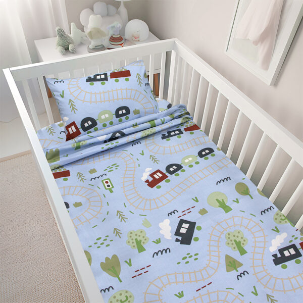 LINO BEBE ΣΕΤ ΣΕΝΤΟΝΙΑ FOREST EXPRESS PETROL 120X180 Lino shopinhome