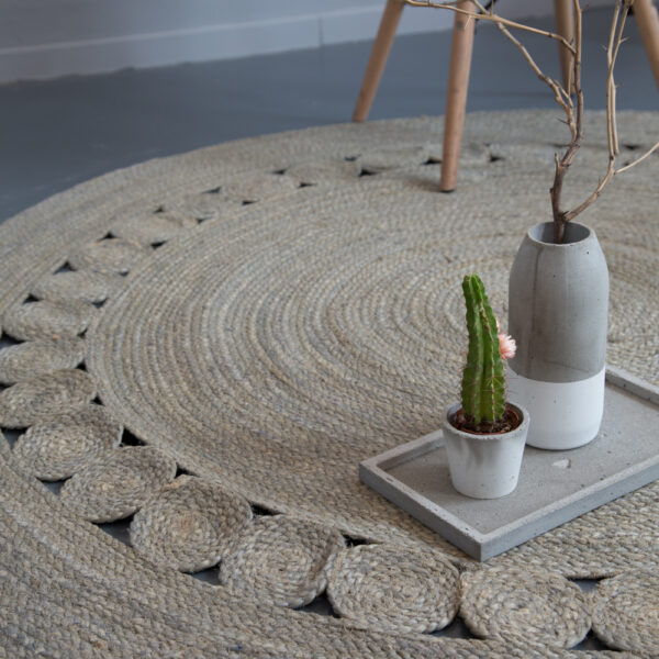 Nima Home Στρογγυλό Χαλί R150 – Makrame Light Gray Γκρι shopinhome shopinhome