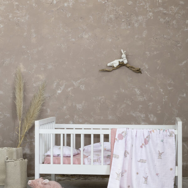 Nima Bebe Σετ Σεντόνια Κούνιας – Bunny Love Ροζ, Λευκο   (2 x 120×170   30×40) shopinhome shopinhome