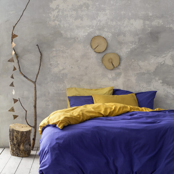 NIMA Home Σετ Παπλωματοθήκη Μονή Abalone – Blue / Mustard Beige Μπλε, Μουσταρδί   (1 x 160×240   50×70) shopinhome shopinhome