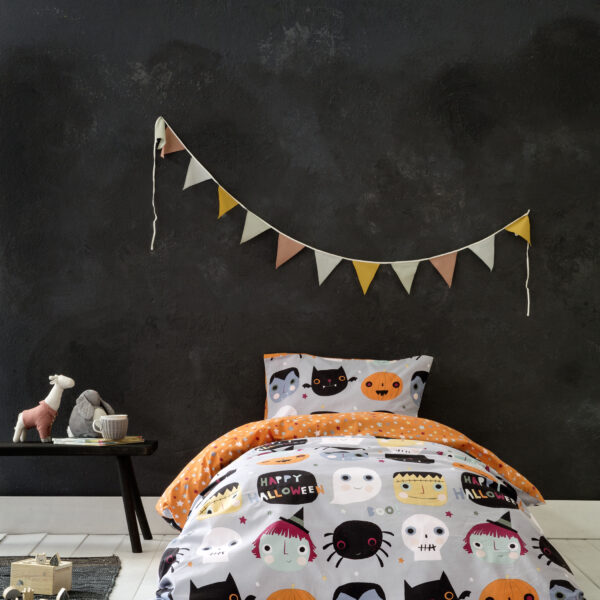 Nima Kids Σετ Σεντόνια Μονά – Happy Halloween Γκρι, Τερακότα   (2 x 170×255   52×72) shopinhome shopinhome