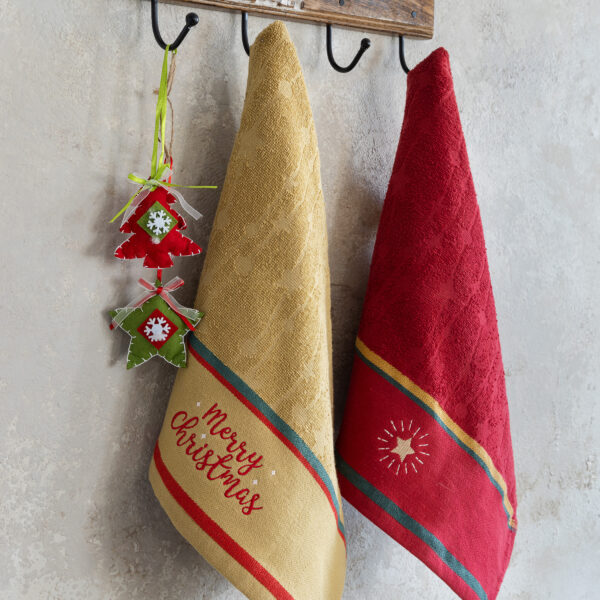 Nima Home Σετ Πετσέτες (2 x 40×60) – Christmas Star Κόκκινο, Χρυσό shopinhome shopinhome