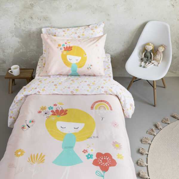 Nima Kids Σετ Παπλωματοθήκη Μονή – Fairy Love Ροζ   (1 x 160×240   52×72) shopinhome shopinhome
