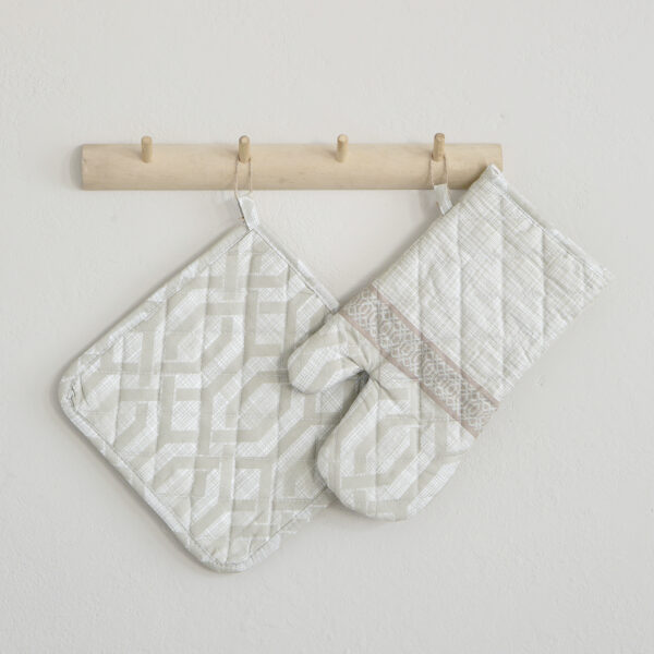 Nima Home Σετ Κουζίνας (Γάντι + Πιάστρα) – Casablanca Λιλά, Ροζ, Λευκό shopinhome shopinhome